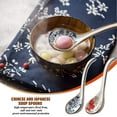 thumbnail image 4 of 4 PCS Chinese and Japanese Ceramic Soup Spoons Set Asian Retro Chinese Ceramic Rice Spoons Curved Handle Ramen Soup Spoon Painted Flower Ceramic Spoons with Long Handle for Salad, Flower 5, 4 of 4