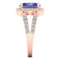 thumbnail image 3 of 2.78ct Oval Cut Blue Tanzanite 18k Pink Rose Gold Engraving Statement Bridal Wedding Halo Designer Ring Size 4, 3 of 5