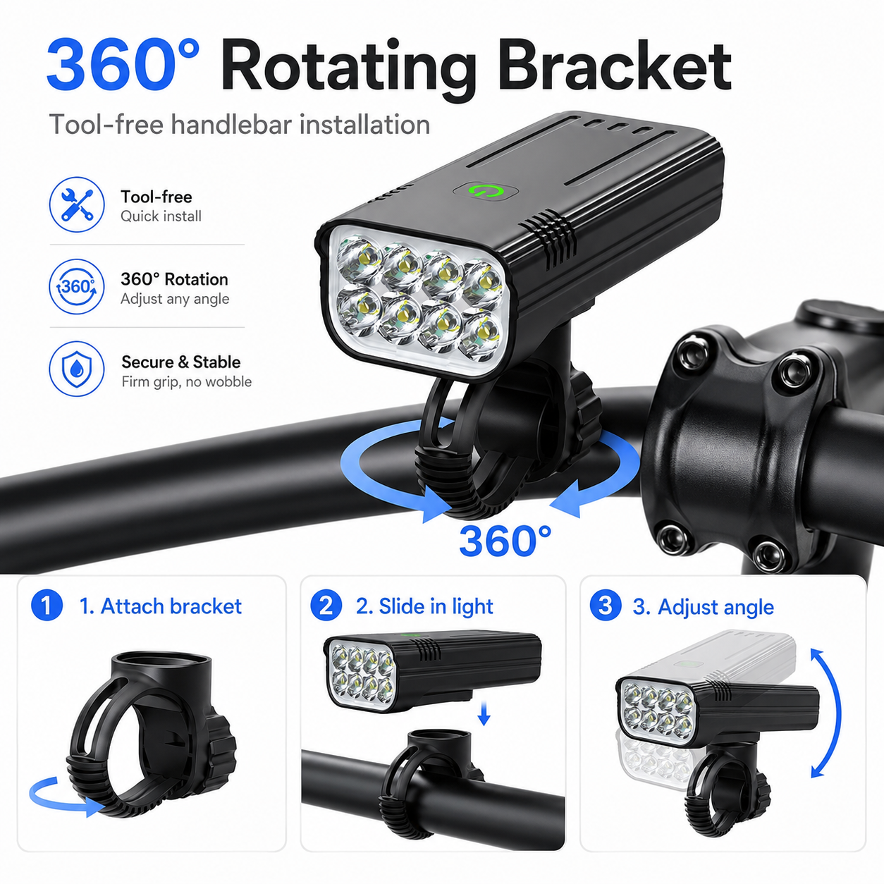 Byseng 9000 Lumen Rechargeable Bike Light Set photo 7