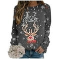 thumbnail image 3 of Chandail Sans Capuche Décontracté à Manches Longues et Col Rond pour Femmes, Imprimé de Noël Automne Hiver, 3 of 5