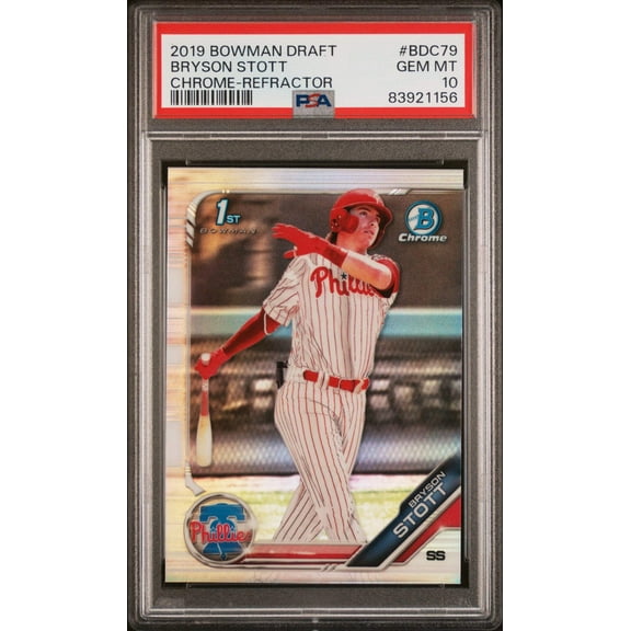 Graded 2019 Topps Bowman Draft Bryson Stott #BDC79 Chrome Refractor Rookie RC Baseball Card PSA 10 Gem Mint