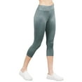 thumbnail image 4 of Juniors Active Basic Stretch Capri Length Yoga Workout Leggings (Dark Sage, L), 4 of 5