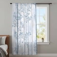 thumbnail image 4 of Blue Grey Forest Sheer Curtains 54 Inches Long, Watercolor Blue Ombre Leaves Light Filering Curtains, Breathable Simi Curtain Privacy Drapes for Kitchen Bathroom Lightweight Small Window Treatment, 4 of 9