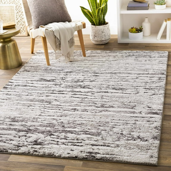 BoutiqueRugs Butters Contemporary Area Rug - Medium Gray, Black, Light Gray - 18" x 18" Sample
