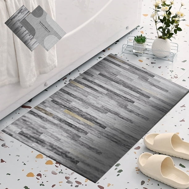 Alfombra de baño súper absorbente antideslizante con respaldo de goma lavable alfombrilla de baño gris 35.43x23.62en estilo moderno