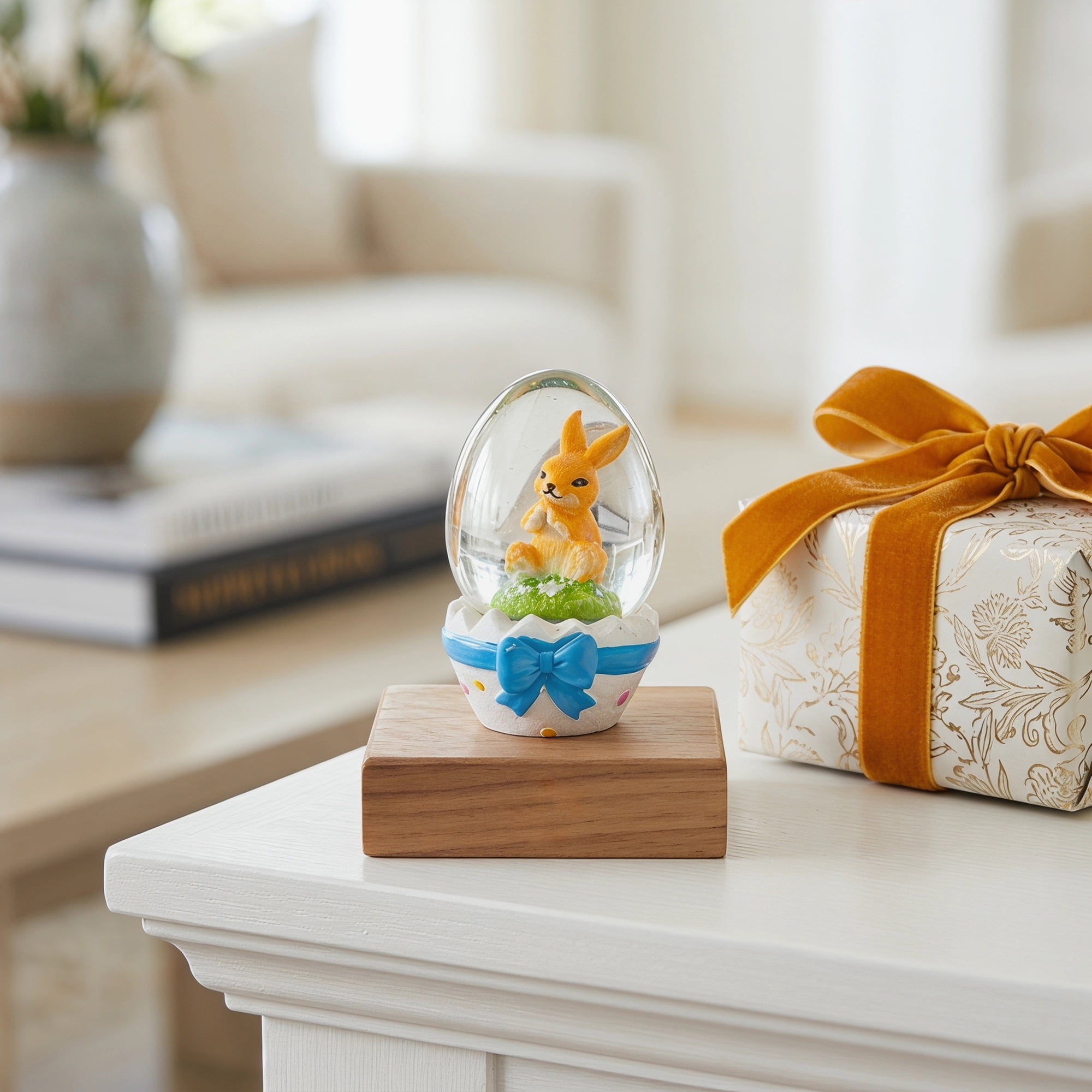 Unique Bargains Light Up Crystal Ball Snow Globe LED Decorative Blue 1.6" x 1.6" x 2.9"