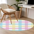 thumbnail image 4 of Round Rugs 3 Ft, Easter Plaid Non Slip Area Rugs for Kitchen Bedroom Entryway, Spring Buffalo Plaid Simple Colorful Washable Carpet Runner Rug Floor Mats for Bedroom Home Decor, 4 of 8