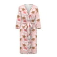 thumbnail image 3 of Yuyamidu Cute Reindeer Bathrobe Women Robe with Waist Belt Pink Mid-Calf Length Robes Size XL Female Sleepwear HO-HO-HO Long Elegant Night Robes, Christmas, 3 of 7
