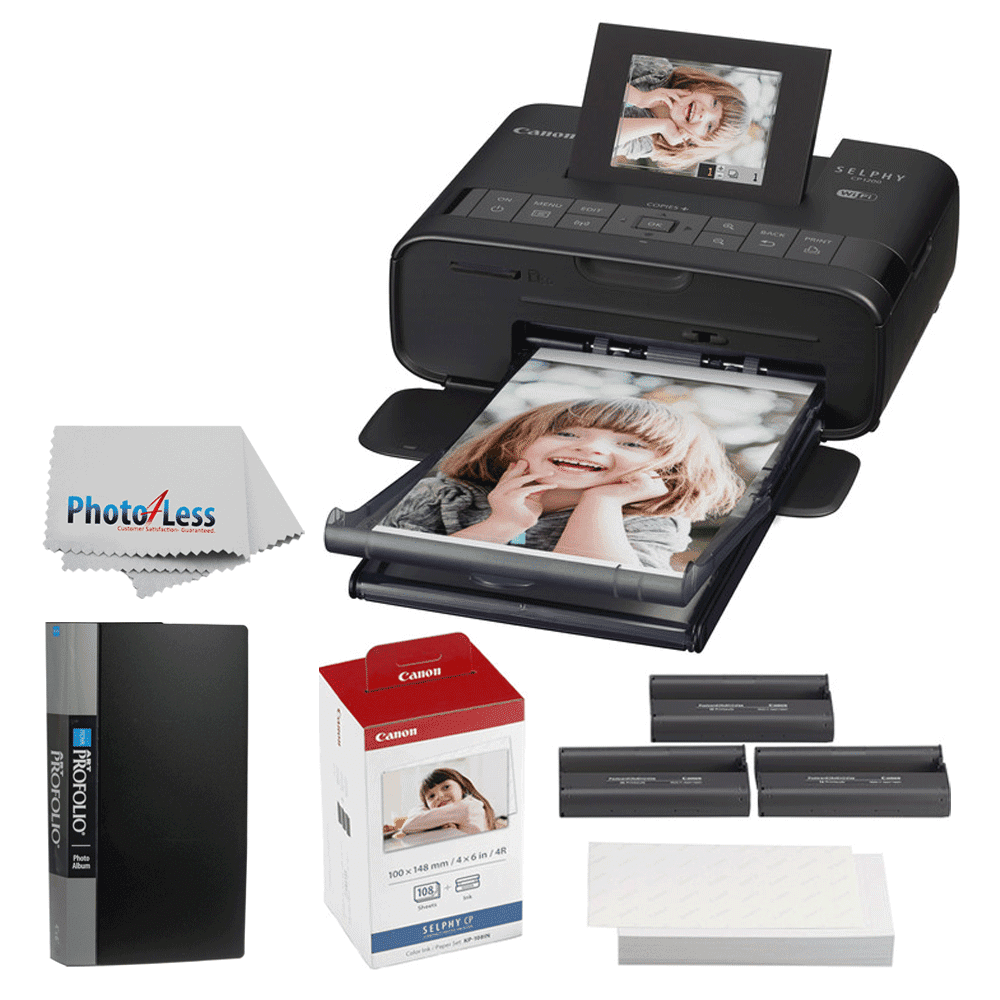 Canon SELPHY CP1200 Wireless Compact Photo Printer (Black) + KP108IN