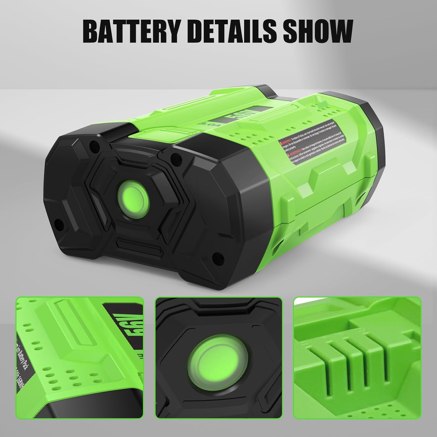 2Pack 3.0Ah Replacement Battery for EGO 56V Battery BA2800T BA4200 BA1400 56-Volt Compatible with EGO 56 Volt CS1604 CS1804 CS1403 HT2400 LB6504 LB5804 LB6500 LB4800 PH1400 Power Tools (Green)