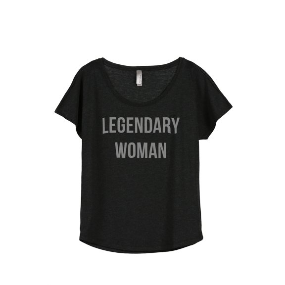 Thread Tank Legendary Woman Women's Fashion Relaxed Slouchy Dolman T-Shirt Tee Heather Black Small
