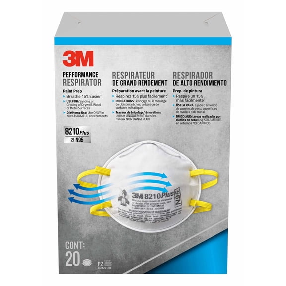 3M Performance Disposable Respirator, N95 Particulate, 8210PP20-DC, 20/pack