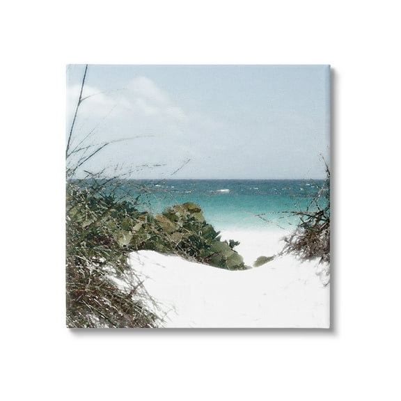 Stupell Industries Clear Beach Scenery Landscape Photography Gallery Wrapped Canvas Art Print Wall Art, 17 x 17