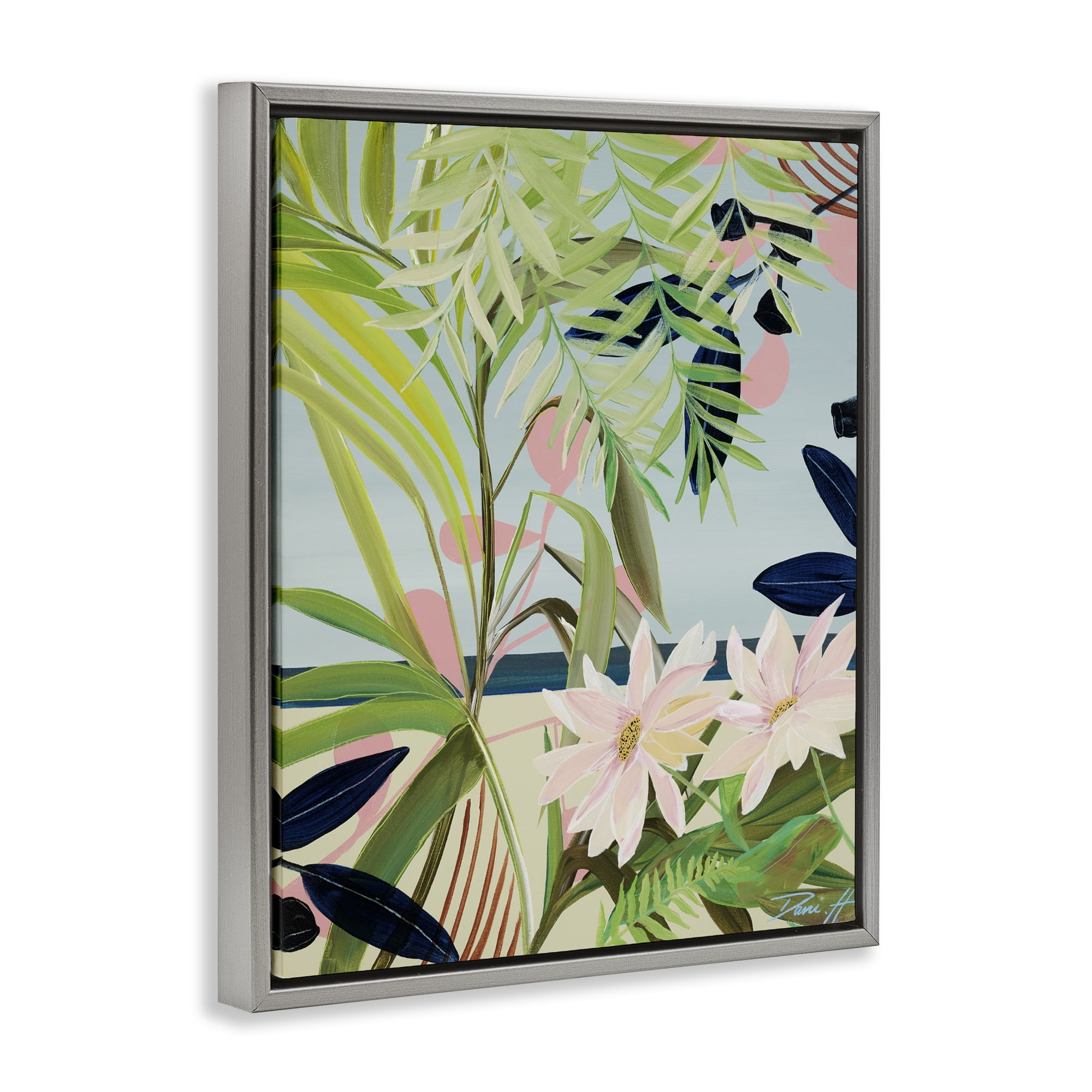 Stupell Industries Discovery of Lush Plants Gray Framed Floater Canvas Wall Art, design by Dani Heyward