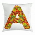 thumbnail image 1 of Letter A Throw Pillow Cushion Cover, Autumn Themed Leaves Vivid Color Palette Fall Season Alphabet A Sign, Decorative Square Accent Pillow Case, 20 X 20 Inches, Vermilion Yellow Green, by Ambesonne, 1 of 2