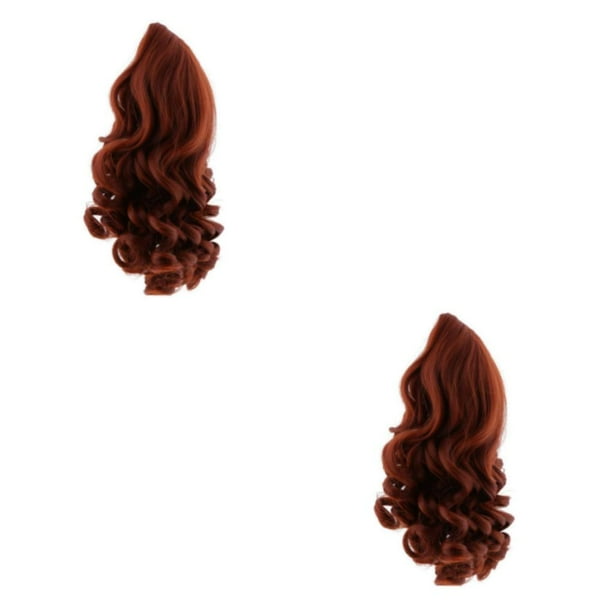Bewildely Peluca de pelo largo y rizado para muñecas de 18 pulgadas, para hacer bricolaje, color negro 2piezas Rojo