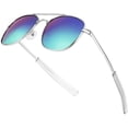thumbnail image 2 of FEISEDY Mens Aviator Sunglasses Polarized Military Pilot Frame with Bayonet Temples B2623, 2 of 6