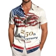 thumbnail image 2 of mgoYE 250th Anniversary USA Button Shirt Men Men American Flag 250th Anniversary Commemorative Tee, Crew Neck Loose Fit Daily Tee(White,M), 2 of 6