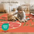thumbnail image 1 of ODIKA 3'x5' Coral Citrus and Seafood Inspired Washable Accent Rug Elegant Shrimp Lemon Motif for Modern Homes for Bedside, Nursery Room, Pet Friendly & Non-Shedding, 1 of 4