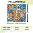 thumbnail image 2 of Tablecloth Square Geometric Nordic Vintage Style, Backed Waterproof Vinyl, Fitted Elastic Edge for Camping, Dining Use, 2 of 6