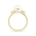 thumbnail image 2 of ANGARA Freshwater Cultured Pearl Bypass Ring with Diamond Trio in 14K Yellow Gold for Women | June Birthstone, Birthday, Anniversary, Jewelry Gift for Women | Pearl Ring, 2 of 9