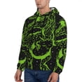 thumbnail image 3 of Pofeuu DINOSAUR IN SPACE Print Mens Casual Hooded Collar Drawstring Hoodies Pullover Sweatshirts Casual Long Sleeve Shirts-4X-Large, 3 of 7