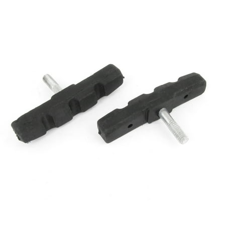 Black Replacement Brake Pad - Pair Soundless Rubber Bike Brake Pads Replacement for Mountain Bicycle Silver Tone Black