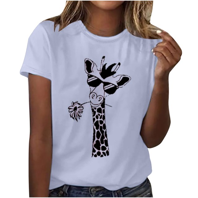 Birdeem T-Shirts Imprimés pour Femmes et Filles, Manches Courtes, Col Rond, Blouse