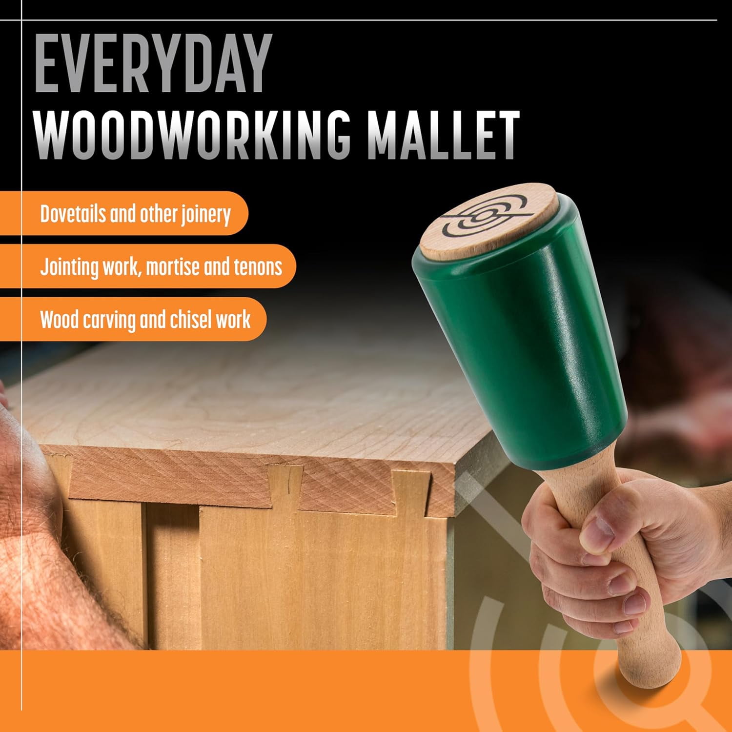 Schaaf Tools Wood Carving Mallet, 15 oz Woodworking Mallet with Ergonomic Wooden Handle and Non-Marring Urethane Head