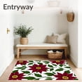 thumbnail image 3 of ODIKA 5'x7' Machine Washable Non-Slip Area Rug, Vintage Poinsettia Bloom Corridor Holiday Accent High Traffic Rug, Red, 501754, 3 of 7