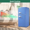 thumbnail image 3 of Kcpolre Retro Mini Fridge, 3.0 Cu. ft. Small Refrigerator with Freezer Retro Style with 7-Level Adjustable Thermostat, Compact Vintage 2-Door Fridge for Home, Apartments, Dorm, Office, Blue, 3 of 7