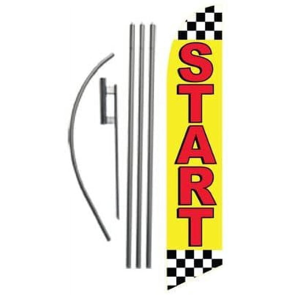 Start Marker Advertising Feather Banner Swooper Flag Sign with Flag Pole Kit and Ground Stake