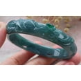 thumbnail image 6 of Icy Green Natural A JADE Jadeite Phoenix Flower Ruyi Bangle Bracelet 59 mm 680216 TN, 6 of 14