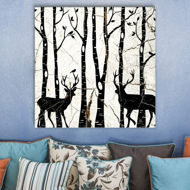 Wall26 Square Canvas Wall Art Deer In Forest Wood Effect Canvas Giclee Print Gallery Wrap Modern Home Decor Ready To Hang 16x16 Inches Walmart Com Walmart Com,Anime Looking Over Shoulder Pose