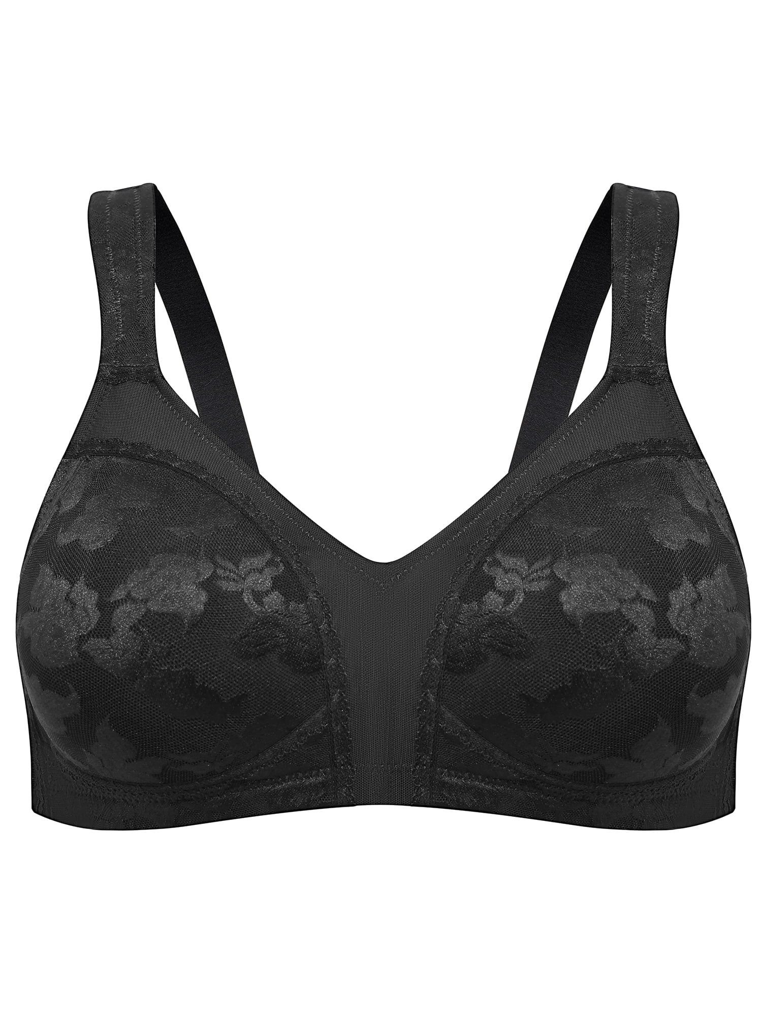 Deyllo Women Plus Size Bras Full Coverage Minimizer Wirefree Non Padded Comfort Black Bras Clothes-Size 40C