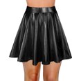 thumbnail image 3 of JIKNTTR Women's Fashion Metallic Skater Skirts Stretchy High Waist Aline Mini Skater Skirts Sparkly Shiny Flared Pleated Mini Skirts Party Tennis Skirt, 3 of 6