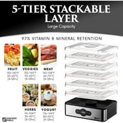 Magic Mill Compact Dehydrator Machine with 5 Stainless Steel Trays, Digital Timer, Adjustable Temperature Food Dehydrator for Home Use