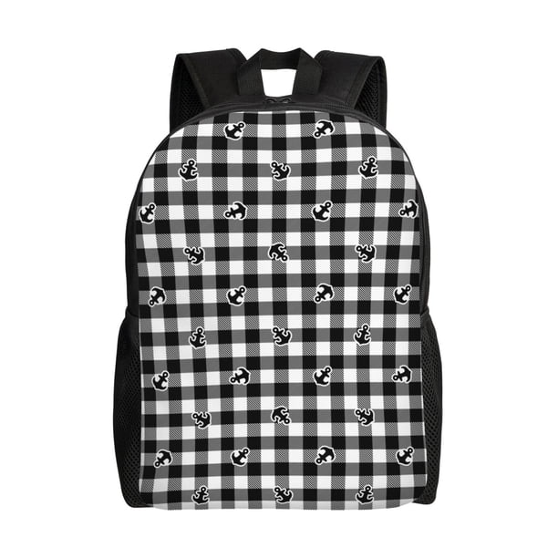 Balery Anchor Black Tartan Plaid Mochila - Mochila Estilosa y Duradera para Laptop de 15 Pulgadas con Tela Oxford Impermeable