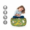 thumbnail image 2 of Fruits Storage Toy Bag Chair, Avocado Apples Banana Grapes Lime Healthy Peach Orange Theme Pattern, Stuffed Animal Organizer Washable Bag, Large Size, Green Multicolor, by Ambesonne, 2 of 3