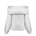 thumbnail image 4 of Kilaqueen Sweaters for Women Off Shoulder Long Sleeve Ribbed Knit Tops Solid Color Casual Loose Fit Trendy Sweater, 4 of 5