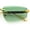 Gold - Green, variant on Bevel Lens Rimless Hustler Retro Gangster Rapper Rectangle Luxury Sunglasses Gold - Green