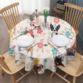 thumbnail image 3 of Dogs with Party Hats and Flowers Round Tablecloth 60"x60",Wrinkle Wipeable Table Cloth for Kitchen Dining Room Picnic Patio Party, 3 of 6