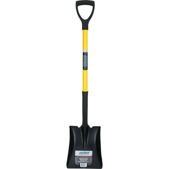 Aurora Tools Square Point Shovel with 32.5-Inch D-Grip Fiberglass Handle