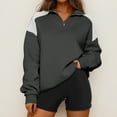 thumbnail image 2 of UYISJ Quarter Zip Sweatshirts For Women Fall Fashion Long Sleeve Color Block Casual Y2k Activewear Pullover Tops Dark Gray L, 2 of 9
