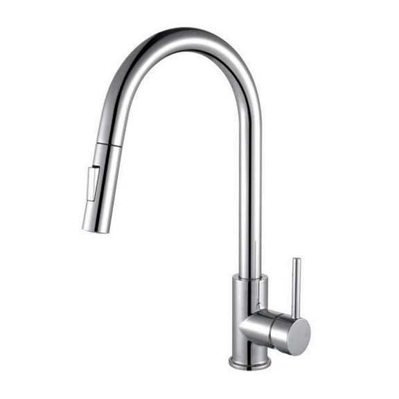Lexora LKFS8011CH Olivi Brass Kitchen Faucet with Pull Out Sprayer, Chrome