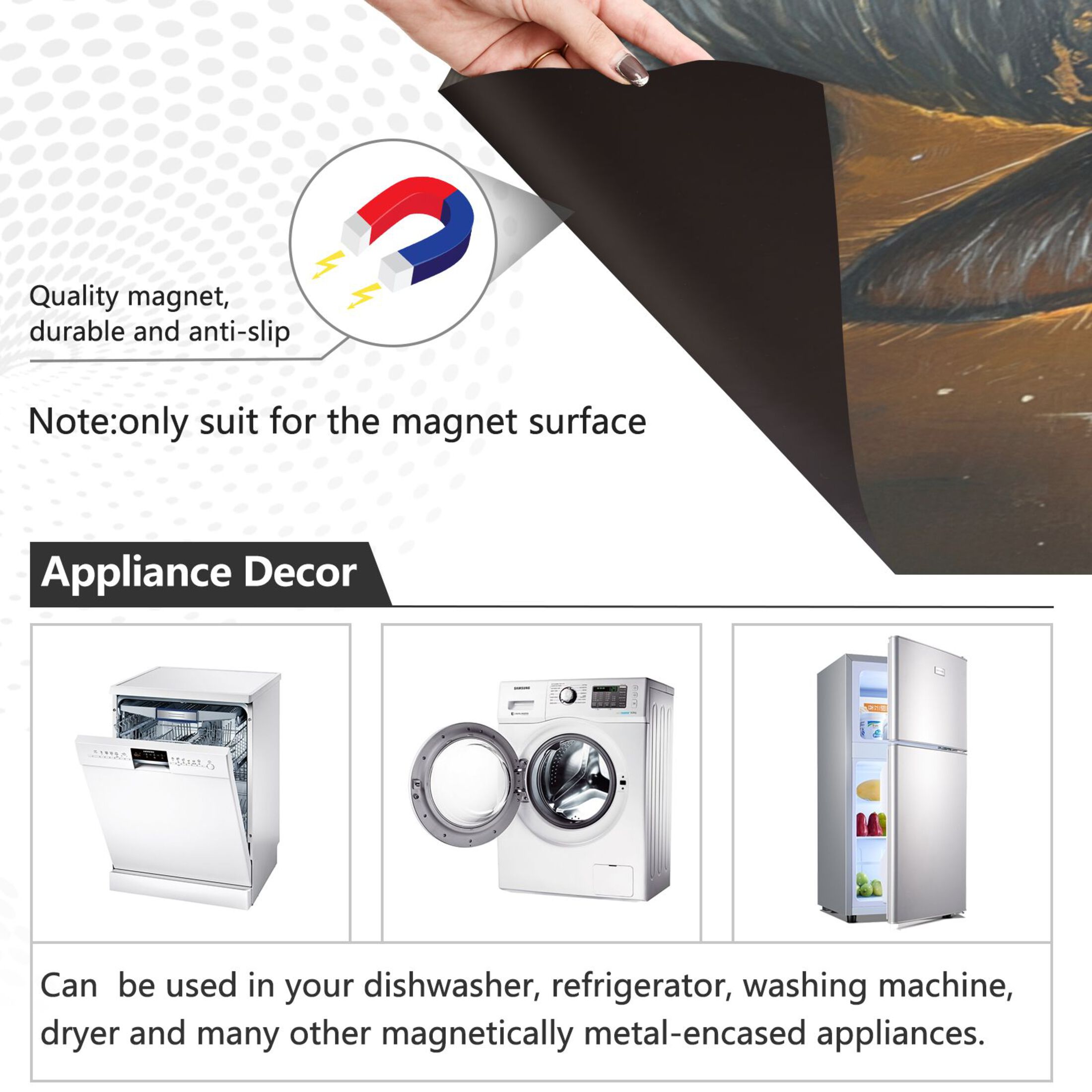 Dishwasher Magnetic Sticker 23x26 Inch Refrigerator Magnetic Sticker Washing Machine Magnetic Sticker Kitchen Panel Magnetic Sticker Home Decor Magic Black Cat