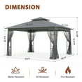 thumbnail image 4 of EAGLE PEAK 13 ft. W x 11 ft. D Double Roof Outdoor Patio Gazebo with Mosquito Net,Gray, 4 of 8
