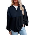 thumbnail image 2 of UYISJ Womens Sweatshirt Casual Waffle Knit Half Zip Pullover Loose Long Sleeve Tops Fall Outfit Clothes Navy M, 2 of 6