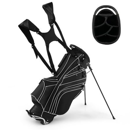 Spaco Golf Stand Cart Bag with 6-Way Divider Carry Pockets-Black Golf Stand Bag for Men & Women Multiple Pockets Lightweight & Durable