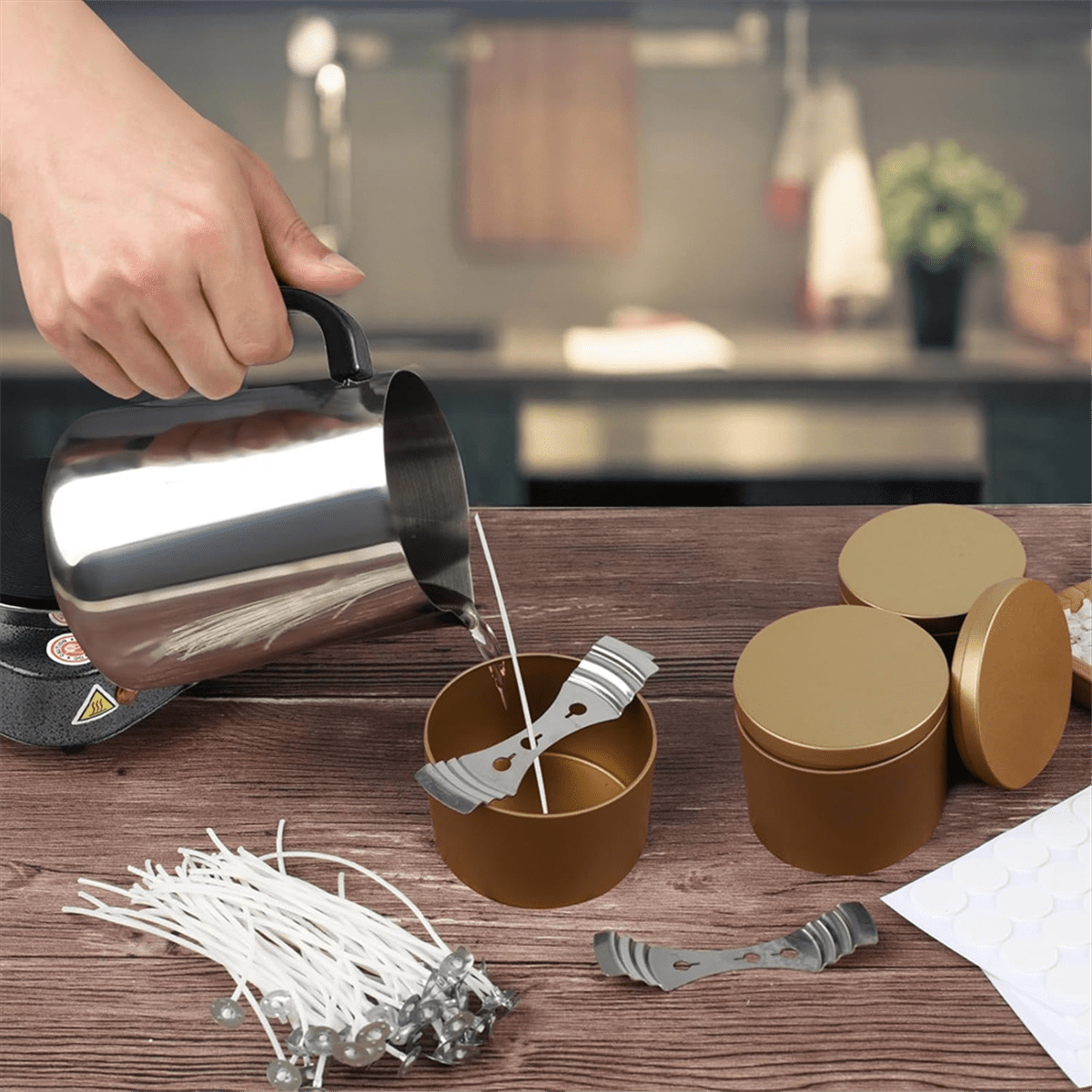 Candle Making Kit with Hot Plate for Candle Making, Candle Making Kit for Beginners with Melting Pot US Plug